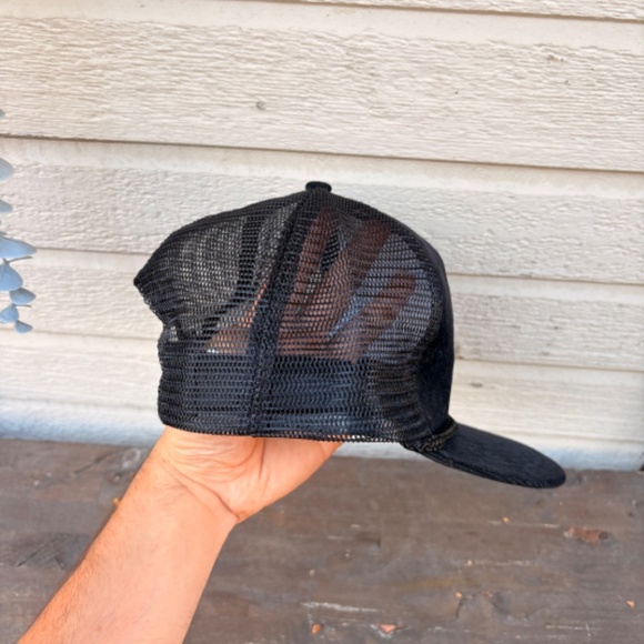 vintage EAST GORHAM corduroy firefighter trucker hat snapback mesh black red - Picture 3 of 5